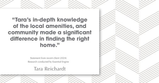 Testimonial for real estate agent Tara Reichardt with Abbitt Realty Co. LLC in Hampton, VA: "Tara's in-depth knowledge of the local amenities, and community made a significant difference in finding the right home."