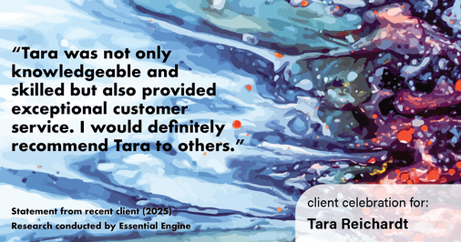 Testimonial for real estate agent Tara Reichardt with Abbitt Realty Co. LLC in Hampton, VA: "Tara was not only knowledgeable and skilled but also provided exceptional customer service. I would definitely recommend Tara to others."