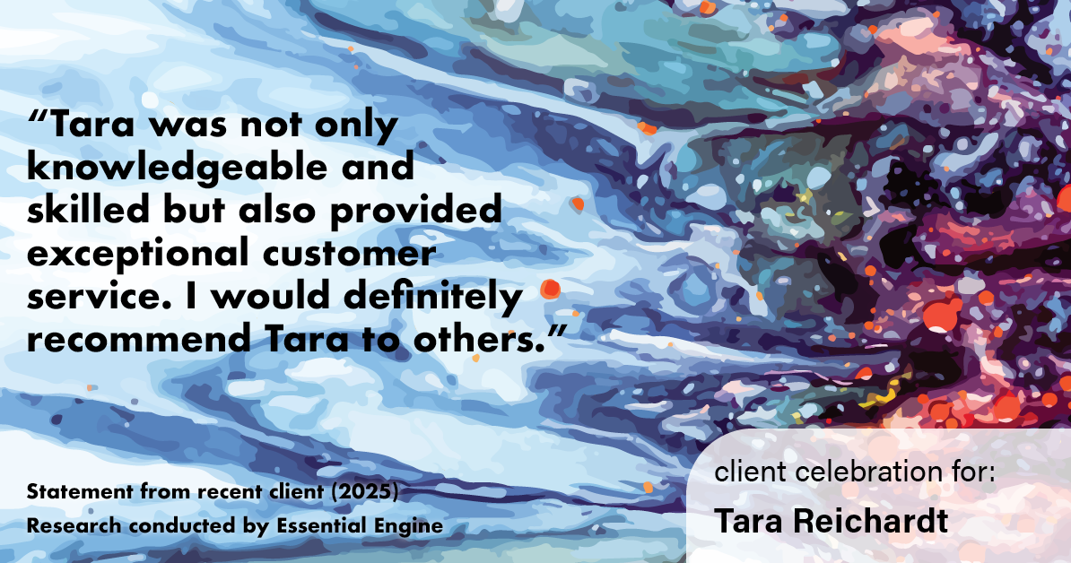 Testimonial for real estate agent Tara Reichardt with Abbitt Realty Co. LLC in Hampton, VA: "Tara was not only knowledgeable and skilled but also provided exceptional customer service. I would definitely recommend Tara to others."