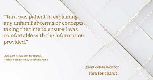 Testimonial for real estate agent Tara Reichardt with Abbitt Realty Co. LLC in Hampton, VA: "Tara was patient in explaining any unfamiliar terms or concepts, taking the time to ensure I was comfortable with the information provided."
