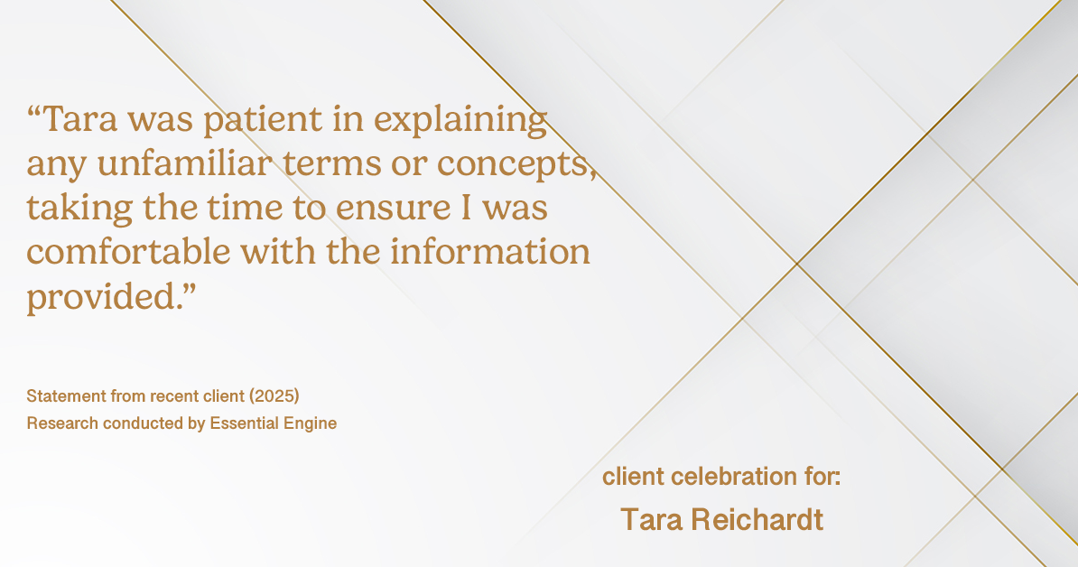 Testimonial for real estate agent Tara Reichardt with Abbitt Realty Co. LLC in Hampton, VA: "Tara was patient in explaining any unfamiliar terms or concepts, taking the time to ensure I was comfortable with the information provided."
