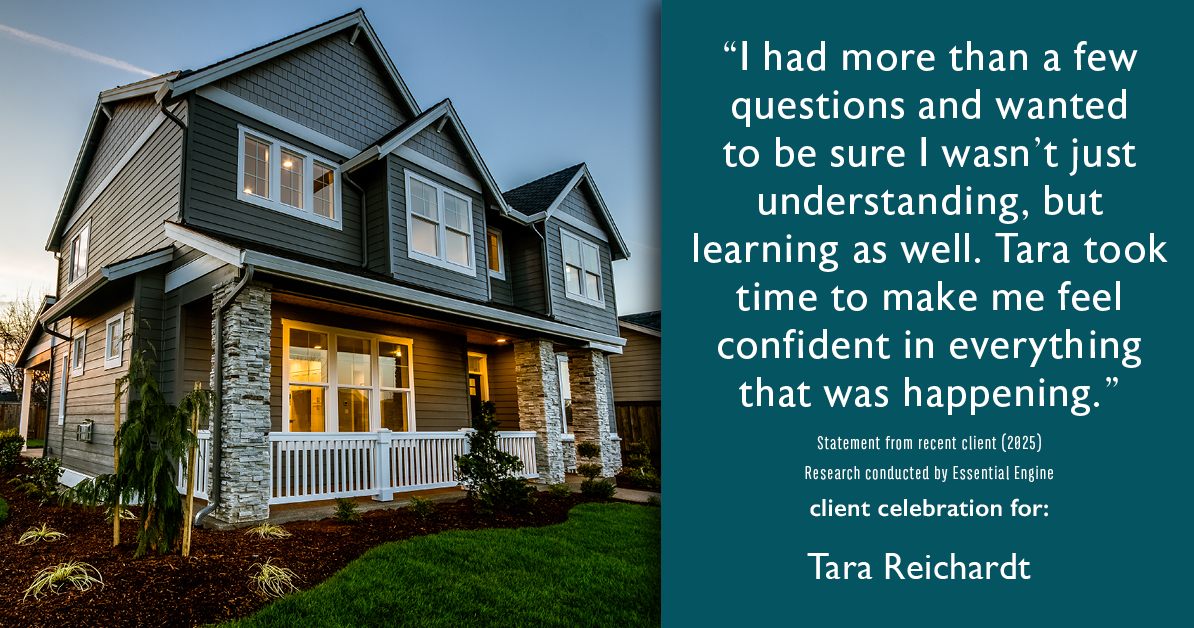 Testimonial for real estate agent Tara Reichardt with Abbitt Realty Co. LLC in Hampton, VA: "I had more than a few questions and wanted to be sure I wasn't just understanding, but learning as well. Tara took time to make me feel confident in everything that was happening."