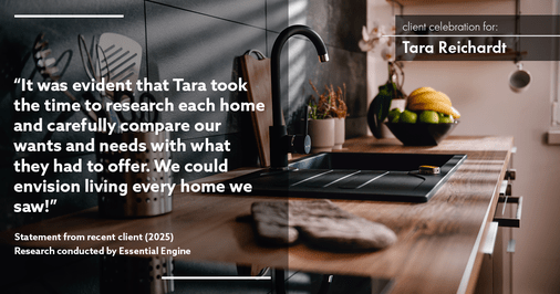 Testimonial for real estate agent Tara Reichardt with Abbitt Realty Co. LLC in Hampton, VA: "It was evident that Tara took the time to research each home and carefully compare our wants and needs with what she had to offer. We could envision living every home we saw!"