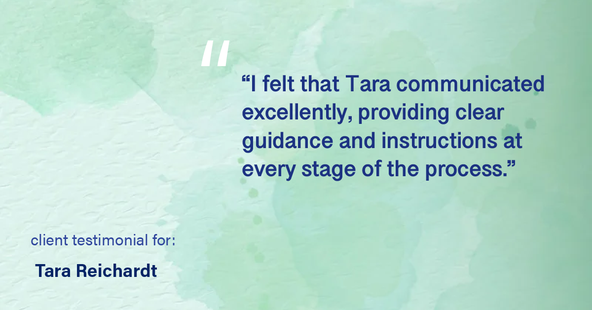 Testimonial for real estate agent Tara Reichardt with Abbitt Realty Co. LLC in Hampton, VA: "I felt that Tara communicated excellently, providing clear guidance and instructions at every stage of the process."