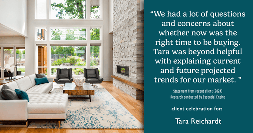 Testimonial for real estate agent Tara Reichardt with Abbitt Realty Co. LLC in Hampton, VA: "We had a lot of questions and concerns about whether now was the right time to be buying. Tara was beyond helpful with explaining current and future projected trends for our market. Anything we asked was fully answered with a number of resources for us to explore as well!"