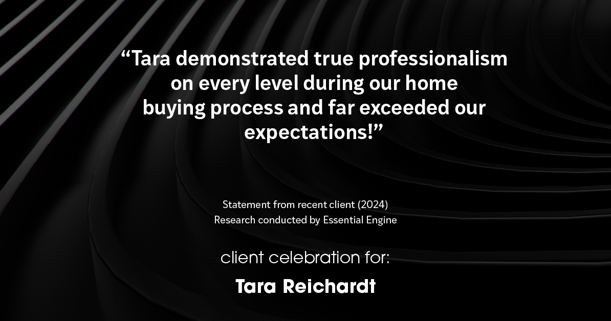 Testimonial for real estate agent Tara Reichardt with Abbitt Realty Co. LLC in Hampton, VA: "Tara demonstrated true professionalism on every level during our home buying process and far exceeded our expectations!"