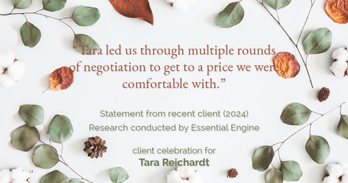 Testimonial for real estate agent Tara Reichardt with Abbitt Realty Co. LLC in Hampton, VA: "Tara led us through multiple rounds of negotiation to get to a price we were comfortable with."