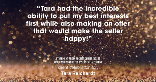 Testimonial for real estate agent Tara Reichardt with Abbitt Realty Co. LLC in Hampton, VA: "Tara had the incredible ability to put my best interests first while also making an offer that would make the seller happy!"