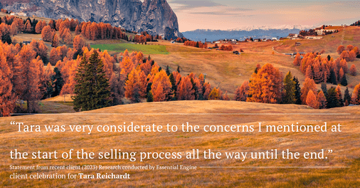 Testimonial for real estate agent Tara Reichardt with Abbitt Realty Co. LLC in Hampton, VA: "Tara was very considerate to the concerns I mentioned at the start of the selling process all the way until the end."