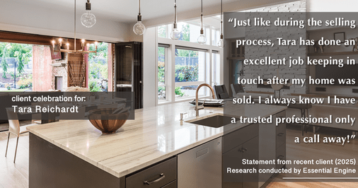 Testimonial for real estate agent Tara Reichardt with Abbitt Realty Co. LLC in Hampton, VA: "Just like during the selling process, Tara has done an excellent job keeping in touch after my home was sold. I always know I have a trusted professional only a call away!"