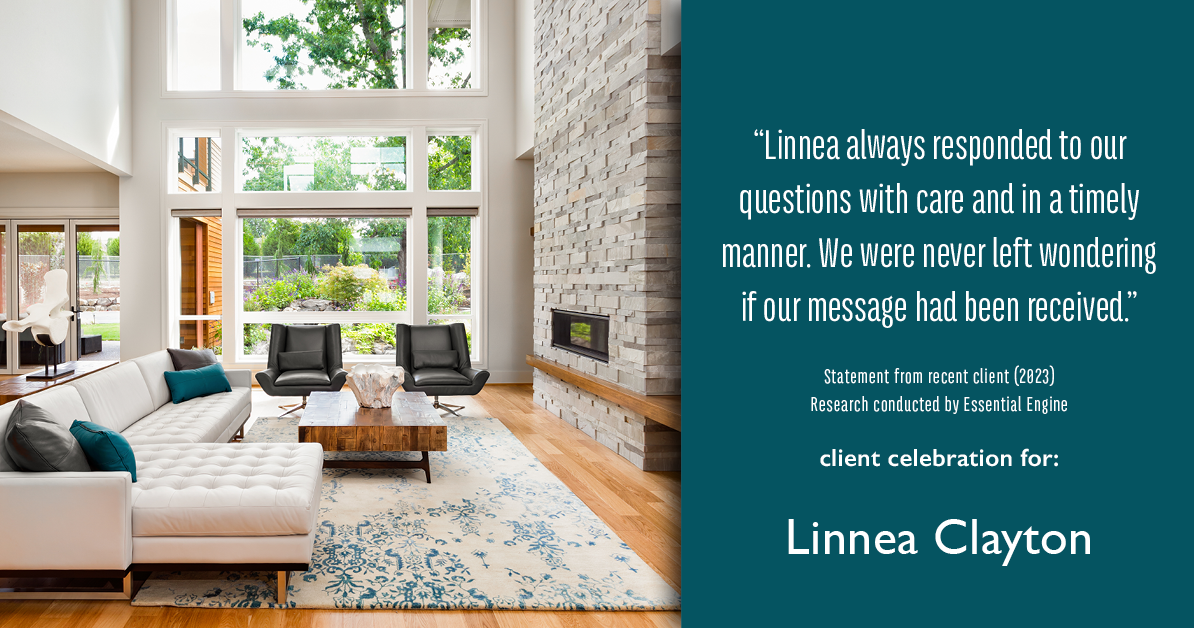 Testimonial for mortgage professional Linnea Clayton with Paragon Mortgage Services, Inc in Denver, CO: "Linnea always responded to our questions with care and in a timely manner. We were never left wondering if our message had been received."