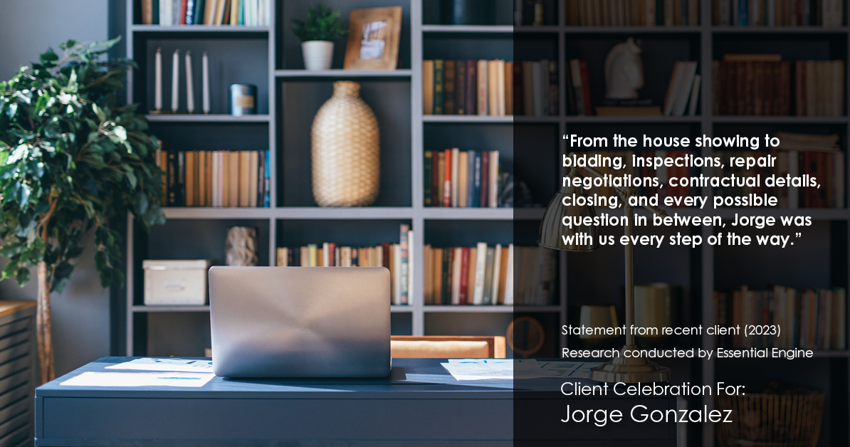 Testimonial for real estate agent Jorge Gonzalez with Coldwell Banker Denver Central in Denver, CO: "From the house showing to bidding, inspections, repair negotiations, contractual details, closing, and every possible question in between, Jorge was with us every step of the way."