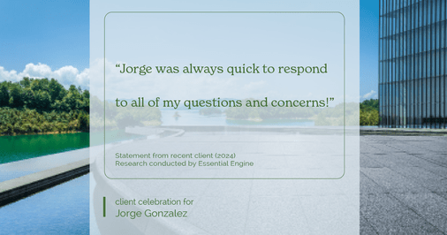 Testimonial for real estate agent Jorge Gonzalez with Coldwell Banker Denver Central in Denver, CO: "Jorge was always quick to respond to all of my questions and concerns!"