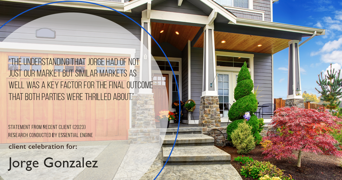 Testimonial for real estate agent Jorge Gonzalez with Coldwell Banker Denver Central in Denver, CO: "The understanding that Jorge had of not just our market but similar markets as well was a key factor for the final outcome that both parties were thrilled about."