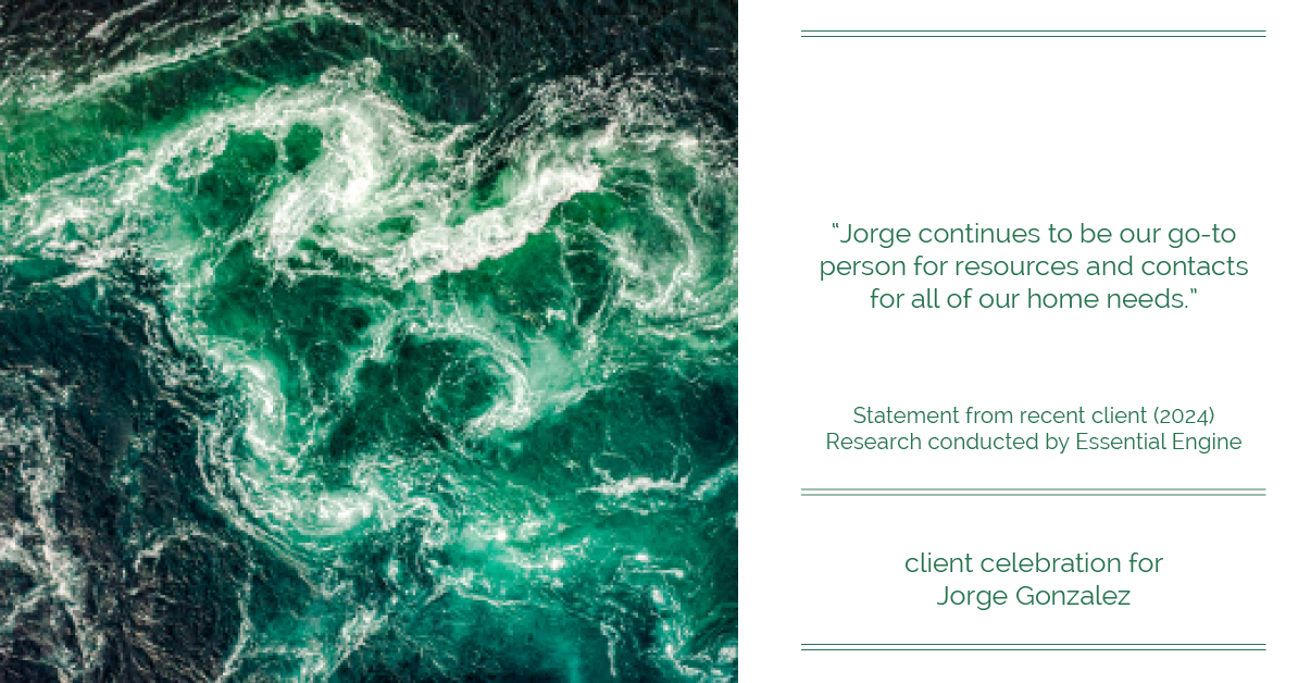 Testimonial for real estate agent Jorge Gonzalez with Coldwell Banker Denver Central in Denver, CO: "Jorge continues to be our go-to person for resources and contacts for all of our home needs."