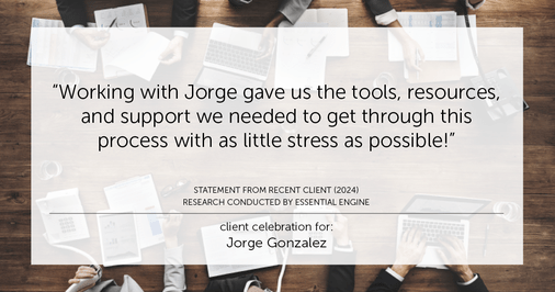 Testimonial for real estate agent Jorge Gonzalez with Coldwell Banker Denver Central in Denver, CO: "Working with Jorge gave us the tools, resources, and support we needed to get through this process with as little stress as possible!"