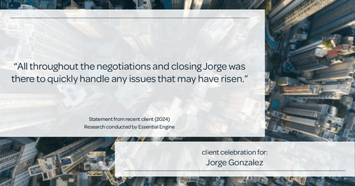Testimonial for real estate agent Jorge Gonzalez with Coldwell Banker Denver Central in Denver, CO: "All throughout the negotiations and closing Jorge was there to quickly handle any issues that may have risen."