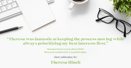 Testimonial for real estate agent Theresa Hinch with Madison & Co, Properties in Denver, CO: "Theresa was fantastic at keeping the process moving while always prioritizing my best interests first."
