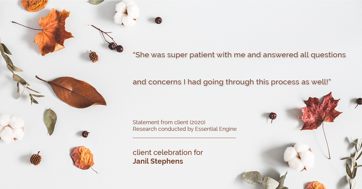 Testimonial for real estate agent Janil Stephens in Canton, MA: “She was super patient with me and answered all questions and concerns I had going through this process as well!”