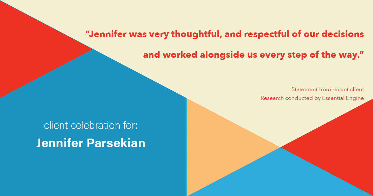 Testimonial for real estate agent Jennifer Parsekian with KW Village Square Realty in Ridgewood, New Jersey: “Jennifer was very thoughtful, and respectful of our decisions and worked alongside us every step of the way.”