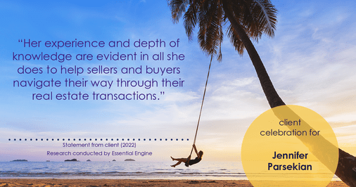 Testimonial for real estate agent Jennifer Parsekian with KW Village Square Realty in Ridgewood, New Jersey: “Her experience and depth of knowledge are evident in all she does to help sellers and buyers navigate their way through their real estate transactions.”