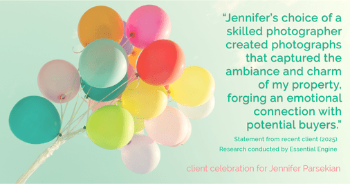 Testimonial for real estate agent Jennifer Parsekian with KW Village Square Realty in Ridgewood, New Jersey: "Jennifer's choice of a skilled photographer created photographs that captured the ambiance and charm of my property, forging an emotional connection with potential buyers."