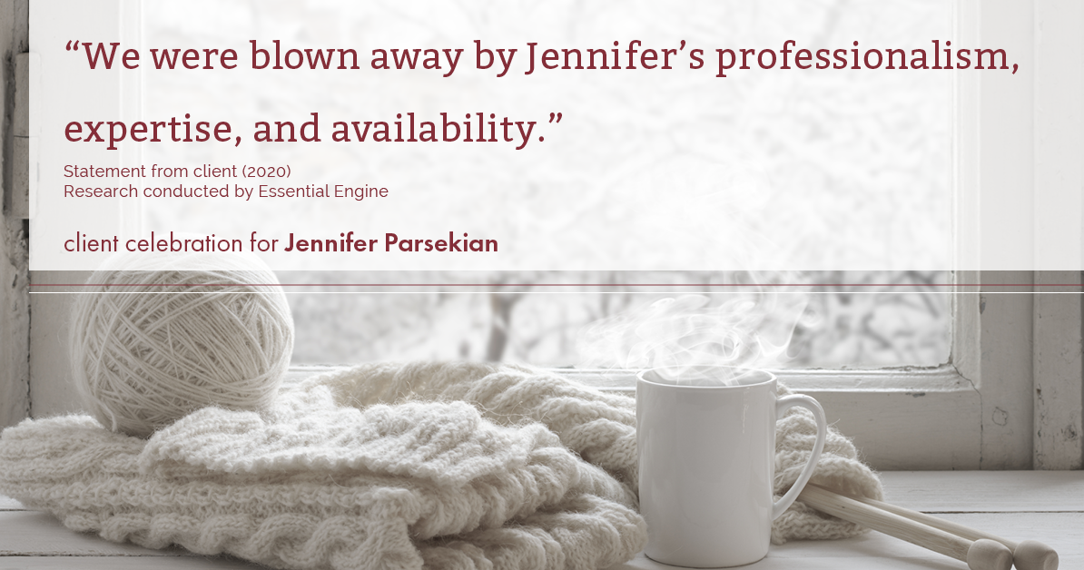 Testimonial for real estate agent Jennifer Parsekian with KW Village Square Realty in Ridgewood, New Jersey: “We were blown away by Jennifer’s professionalism, expertise, and availability.”