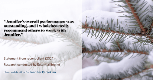 Testimonial for real estate agent Jennifer Parsekian with KW Village Square Realty in Ridgewood, New Jersey: "Jennifer's overall performance was outstanding, and I wholeheartedly recommend others to work with Jennifer."