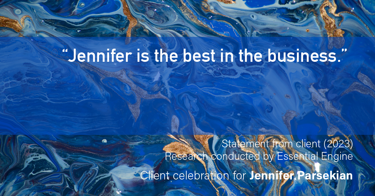 Testimonial for real estate agent Jennifer Parsekian with KW Village Square Realty in Ridgewood, New Jersey: “Jennifer is the best in the business.”
