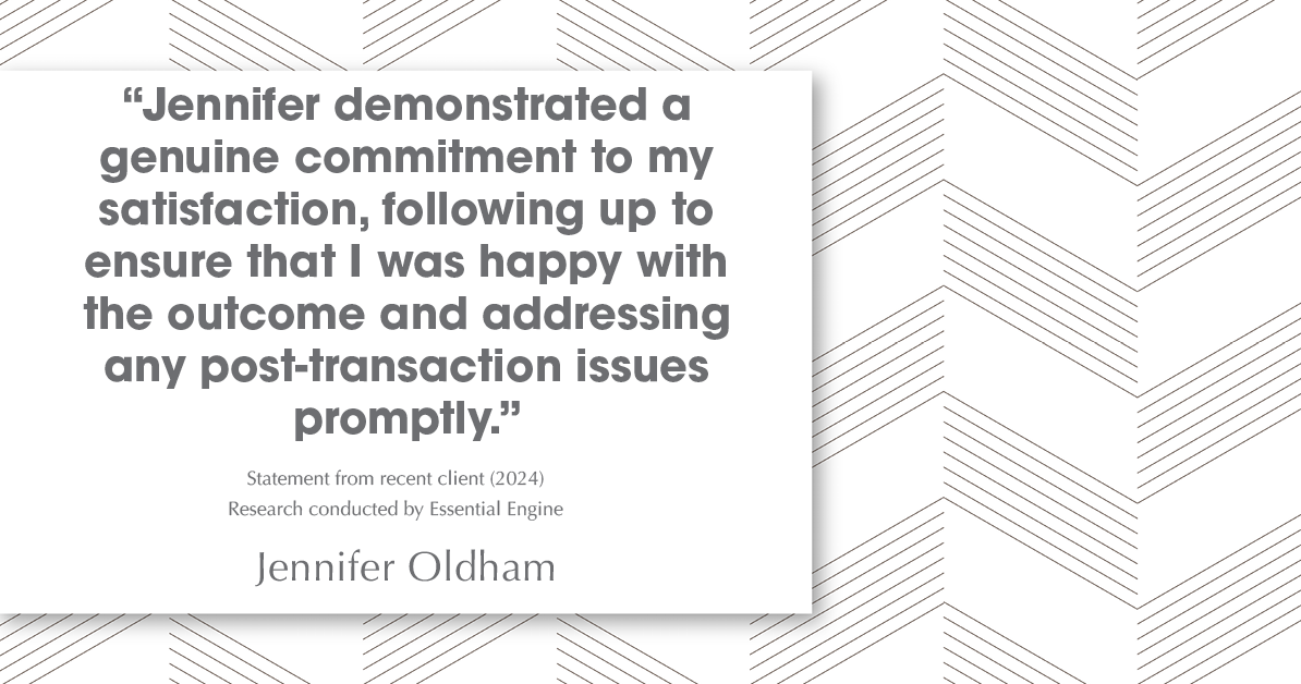 Testimonial for real estate agent Jennifer Parsekian with KW Village Square Realty in Ridgewood, New Jersey: "Jennifer demonstrated a genuine commitment to my satisfaction, following up to ensure that I was happy with the outcome and addressing any post-transaction issues promptly."