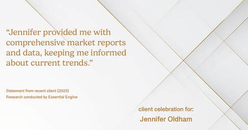 Testimonial for real estate agent Jennifer Parsekian with KW Village Square Realty in Ridgewood, New Jersey: "Jennifer provided me with comprehensive market reports and data, keeping me informed about current trends."
