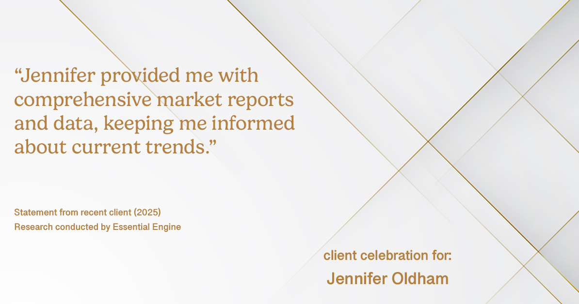 Testimonial for real estate agent Jennifer Parsekian with KW Village Square Realty in Ridgewood, New Jersey: "Jennifer provided me with comprehensive market reports and data, keeping me informed about current trends."