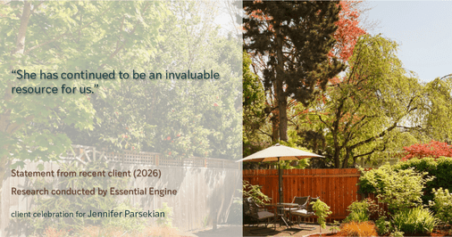 Testimonial for real estate agent Jennifer Parsekian with KW Village Square Realty in Ridgewood, New Jersey: “She has continued to be an invaluable resource for us.”