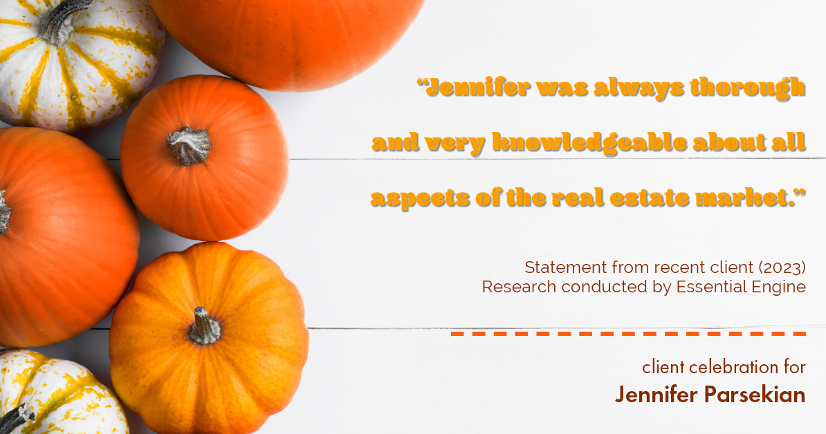 Testimonial for real estate agent Jennifer Parsekian with KW Village Square Realty in Ridgewood, New Jersey: "Jennifer was always thorough and very knowledgeable about all aspects of the real estate market."