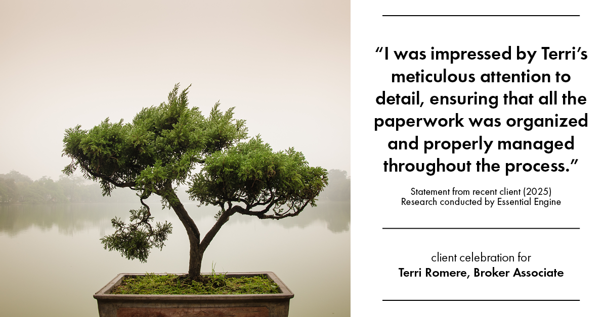 Testimonial for real estate agent Terri Romere, Broker Associate with Powered by kw-LONESTAR Realty in Cedar Park, TX: "I was impressed by Terri's meticulous attention to detail, ensuring that all the paperwork was organized and properly managed throughout the process."