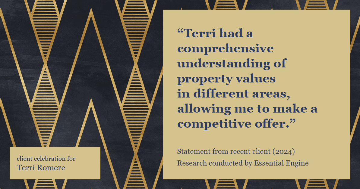 Testimonial for real estate agent Terri Romere with Keller Williams Lonestar in Austin, TX: "Terri had a comprehensive understanding of property values in different areas, allowing me to make a competitive offer."