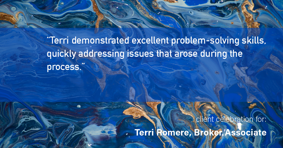 Testimonial for real estate agent Terri Romere, Broker Associate with Powered by kw-LONESTAR Realty in Cedar Park, TX: "Terri demonstrated excellent problem-solving skills, quickly addressing issues that arose during the process."
