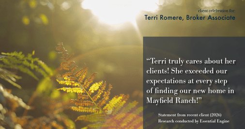 Testimonial for real estate agent Terri Romere, Broker Associate with Powered by kw-LONESTAR Realty in Cedar Park, TX: "Terri truly cares about her clients! She exceeded our expectations at every step of finding our new home in Mayfield Ranch!"