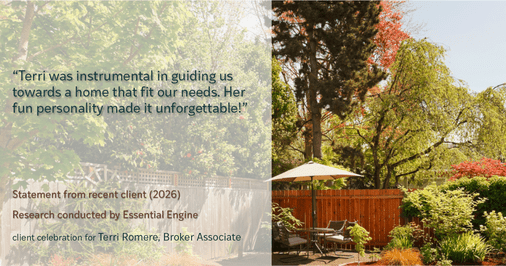 Testimonial for real estate agent Terri Romere, Broker Associate with Powered by kw-LONESTAR Realty in Cedar Park, TX: "Terri was instrumental in guiding us towards a home that fit our needs. Her fun personality made it unforgettable!"