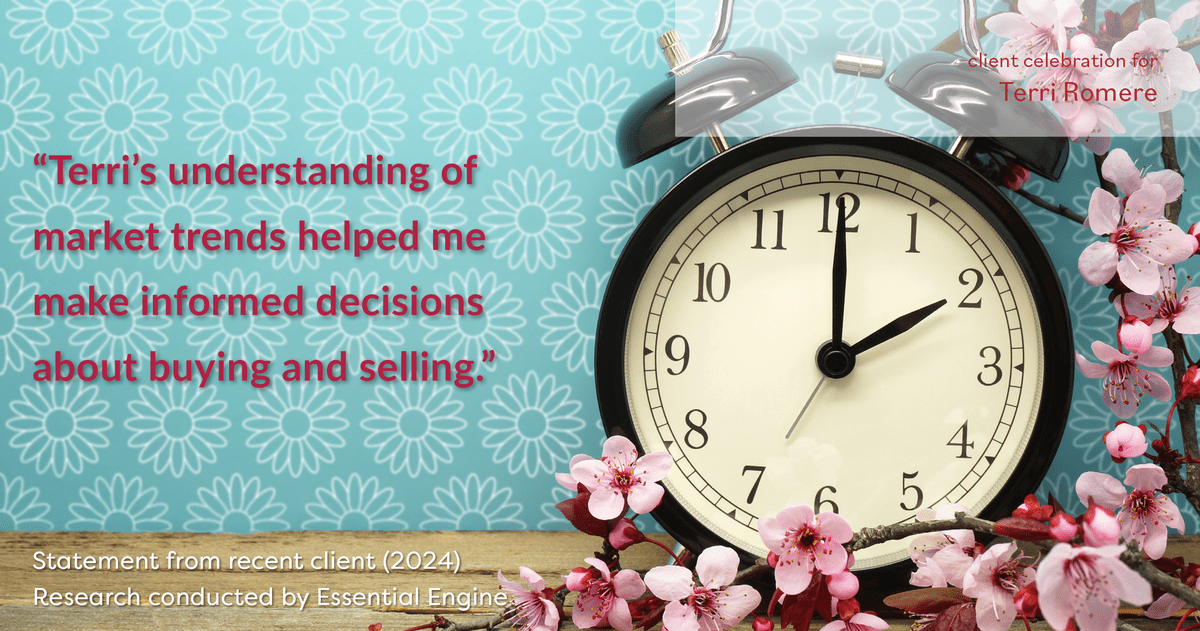 Testimonial for real estate agent Terri Romere with Keller Williams Lonestar in Austin, TX: "Terri's understanding of market trends helped me make informed decisions about buying and selling."