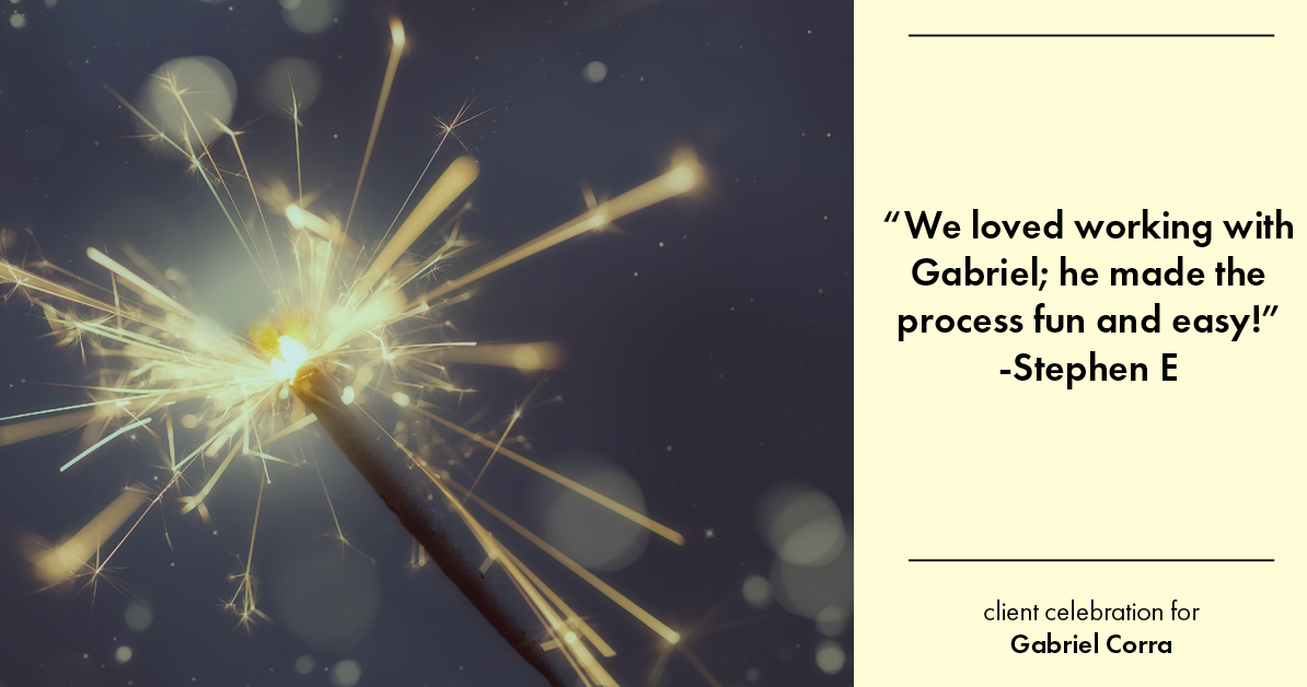 Testimonial for real estate agent Gabriel Corra with Exlence Realty, LLC in Prosper, Texas: "We loved working with Gabriel; he made the process fun and easy!"