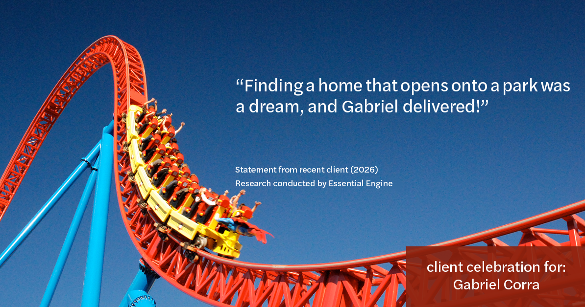 Testimonial for real estate agent Gabriel Corra with Exlence Realty, LLC in Prosper, Texas: "Finding a home that opens onto a park was a dream, and Gabriel delivered!"