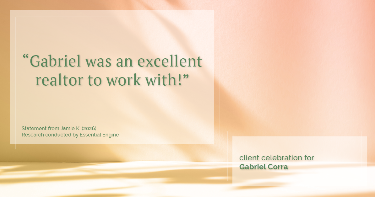 Testimonial for real estate agent Gabriel Corra with Exlence Realty, LLC in Prosper, Texas: “Gabriel was an excellent realtor to work with!”