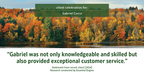 Testimonial for real estate agent Gabriel Corra with Exlence Realty, LLC in Prosper, Texas: "Gabriel was not only knowledgeable and skilled but also provided exceptional customer service."