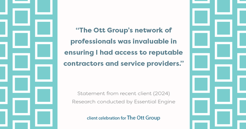 Testimonial for real estate agent The Ott Group with MORE Realty in Tigard, OR: "The Ott Group's network of professionals was invaluable in ensuring I had access to reputable contractors and service providers."