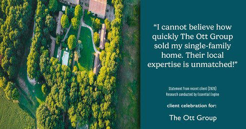 Testimonial for real estate agent The Ott Group with MORE Realty in Beaverton, OR: "I cannot believe how quickly The Ott Group sold my single-family home. Their local expertise is unmatched!"