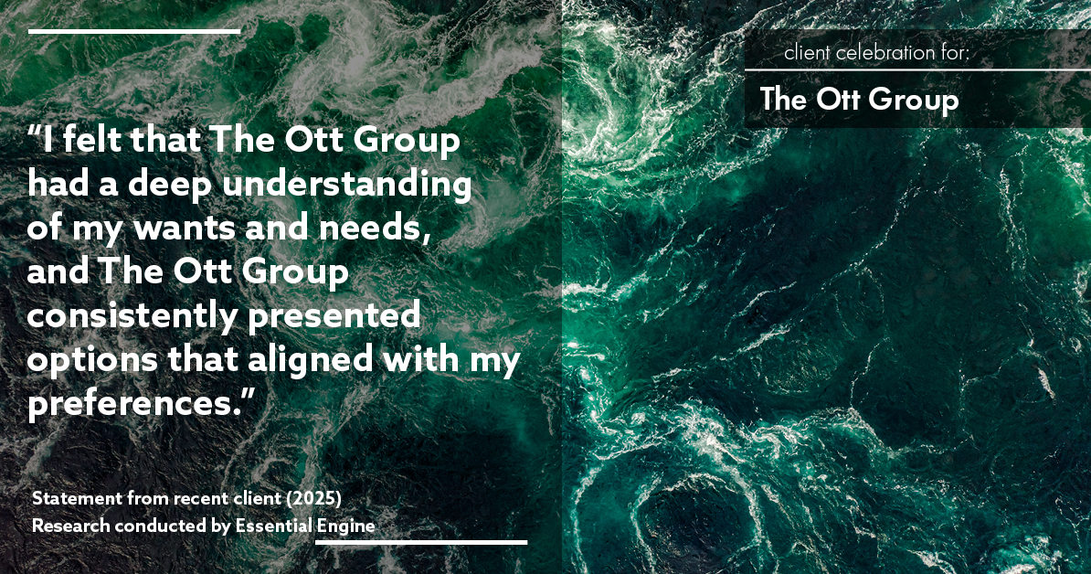 Testimonial for real estate agent The Ott Group with MORE Realty in Tigard, OR: "I felt that The Ott Group had a deep understanding of my wants and needs, and The Ott Group consistently presented options that aligned with my preferences."