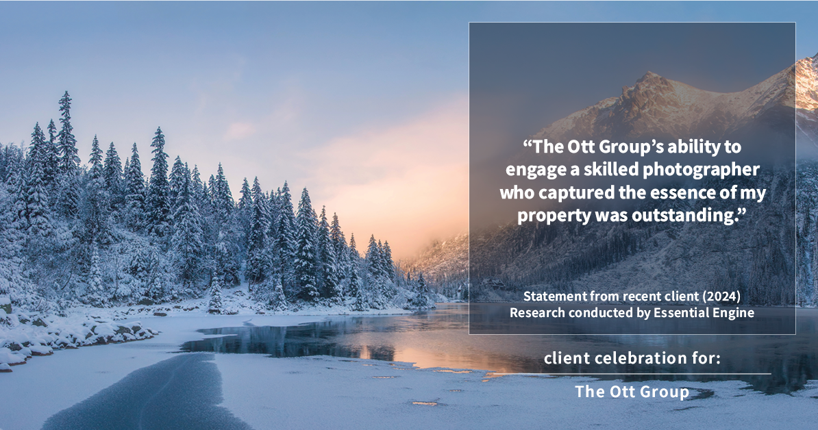 Testimonial for real estate agent The Ott Group with MORE Realty in Tigard, OR: "The Ott Group's ability to engage a skilled photographer who captured the essence of my property was outstanding."