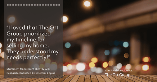 Testimonial for real estate agent The Ott Group with MORE Realty in Beaverton, OR: "I loved that The Ott Group prioritized my timeline for selling my home. They understood my needs perfectly!"