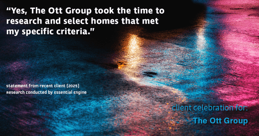 Testimonial for real estate agent The Ott Group with MORE Realty in Tigard, OR: "Yes, The Ott Group took the time to research and select homes that met my specific criteria."